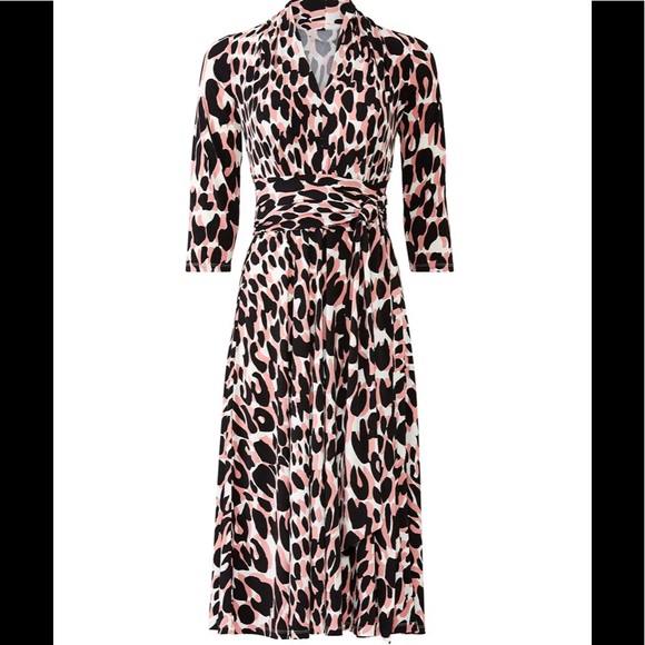 Leota Dresses & Skirts - Leota Mahlia Leopard Wrap Jersey Dress